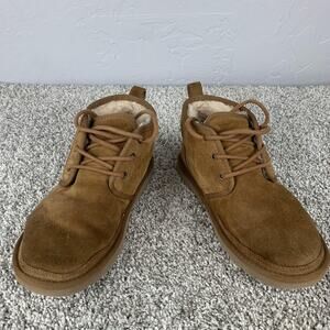 UGG Neumel Shoes Womens Size 8 Chestnut Brown Suede Sheepskin Lined Chukka Boots